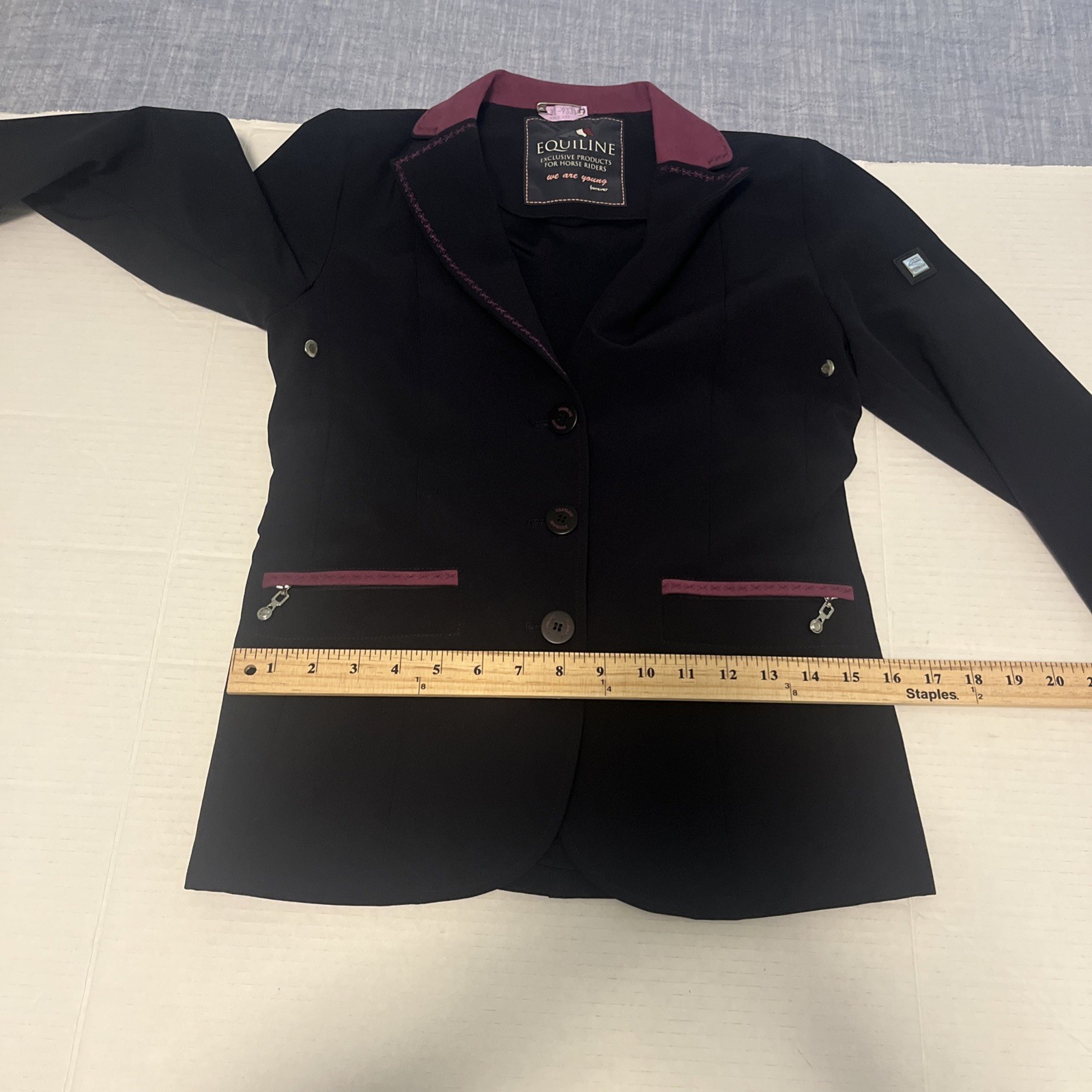 Equiline Girls 14/15 Navy Blue button Equestrian Riding horse show Jacket