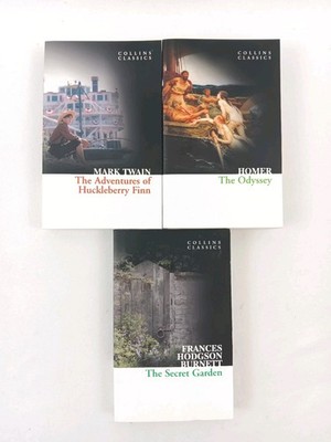Collins Classics Book Lot 3 The Odyssey Secret Garden Huckleberry Finn
