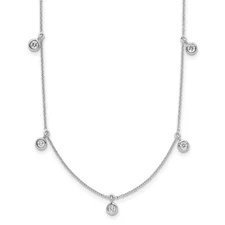 18K White Gold Diamond Stations Necklace 18"