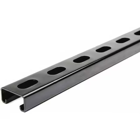 Zoro Select Fs-500Ss Fbk 48.00 Single Channel Strut, Slotted, Steel, Painted,,