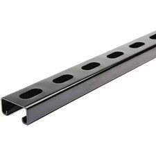 Zoro Select Fs-500Ss Fbk 48.00 Single Channel Strut, Slotted, Steel, Painted,,