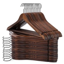 Wooden Hangers 30 Pack Retro Wood Suit Hangers with Non Slip Shoulder Grooves...