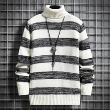 Men's Slim Fit Turtleneck Sweater Casual Knitted Pullover Warm Sweaters