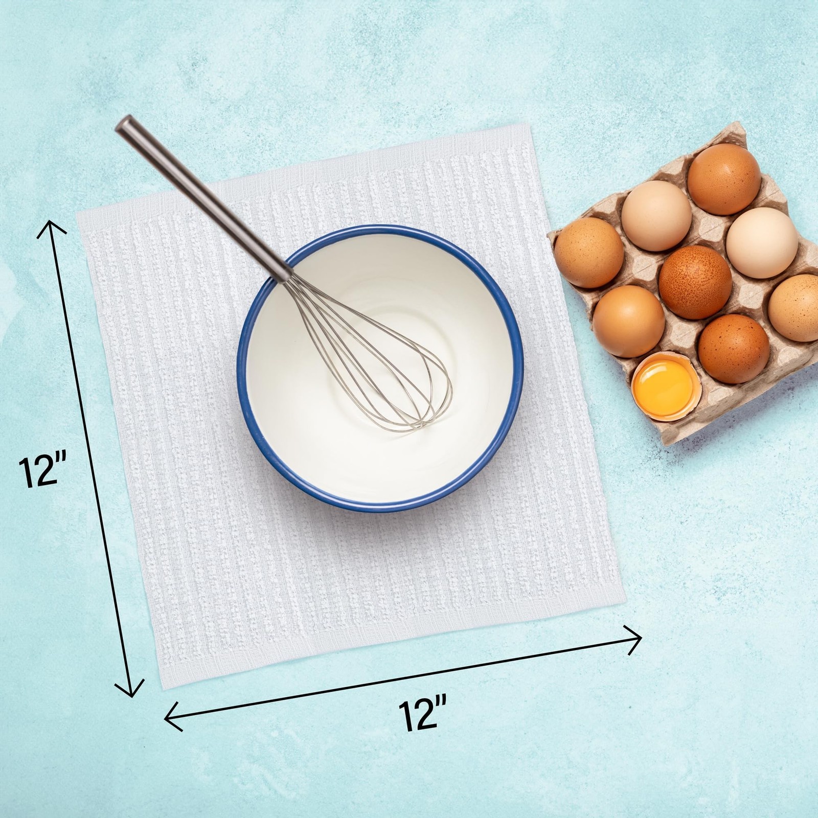 DecorRack 12 Pack 100% Cotton Kitchen Towels for Cleaning, 12 x 12 inch, Ultr...