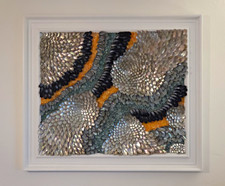 Handmade 47"41" x Shell Mosaic Wall Art, Abalone, Limpet, Jingle, Mussel Shells