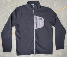 North Face Mens Crest Full Zip Fleece Black Jacket Eith Front Pocket Size Medium