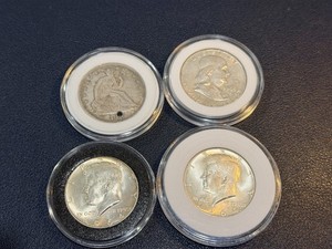 4 Silver Half Dollar  4 Coins 90% Seated liberty **See NOTES** Franklin Kennedy