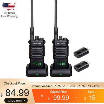 2Pack RT86 High Power Long Range Walkie Talkie 2 Way Radio 2600mAh for Warehouse