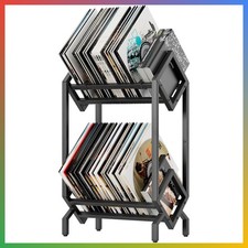 Vinyl Record Storage Rack LP Album Holder Matte Black 160-200 Capacity Books