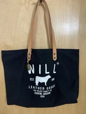 Will Leather Goods Black Canvas & Brown Leather Tote Bag Keep Austin