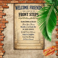 Welcome to Our Porch Artworks Poster Vintage Tin Metal Sign 8x12