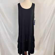 Peter Nygard Black Ruffle Hem Sheath Dress Size XL Tiered  NEW