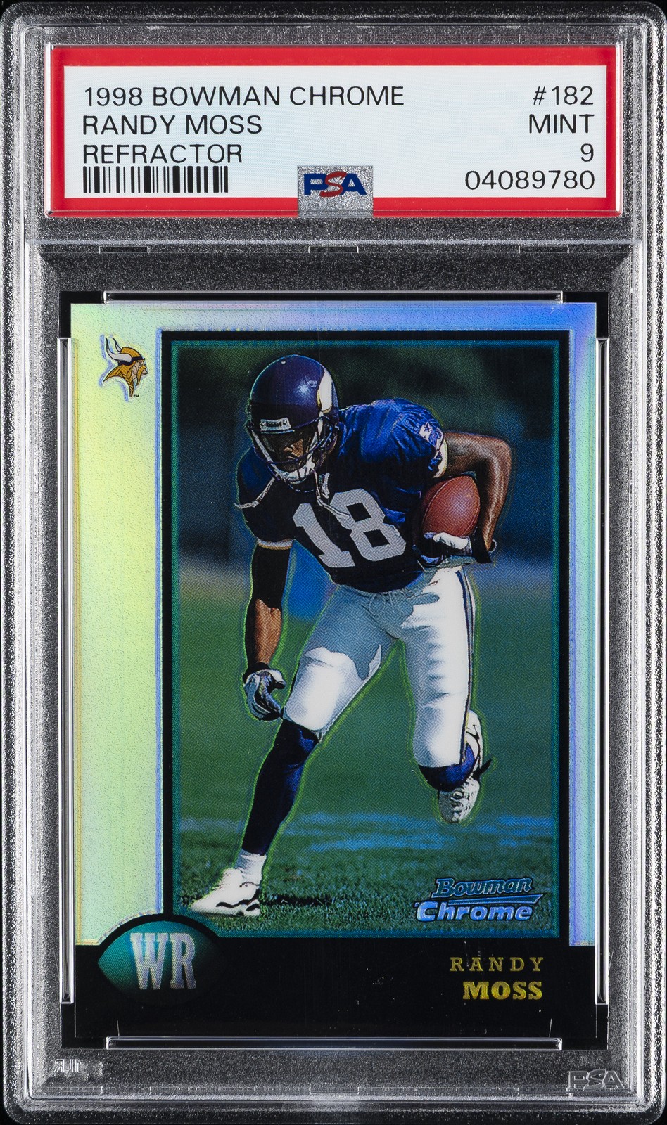 1998 BOWMAN CHROME REFRACTOR #182 RANDY MOSS ROOKIE RC PSA 9