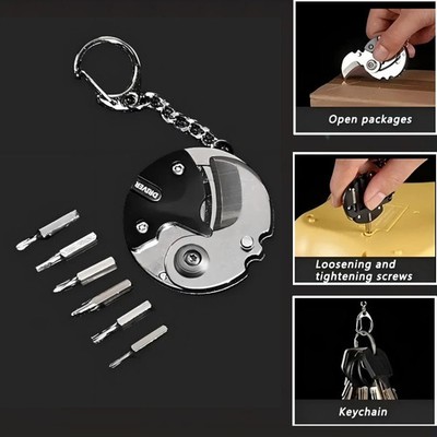 Outdoor Multifunctional Mini Pocket Knives Screwdriver Keychain Tools Coin Round