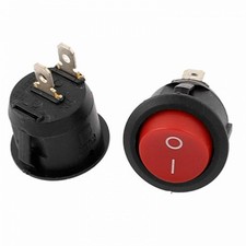 2x SPDT On/Off Red Round Rocker Switch Circle Car/Truck/Boat 12V DC AC 125V/250V