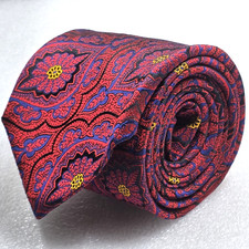 Robert Talbott Best Of Class Red Blue Gold Paisley Silk Luxury Tie 60"x3.25" VTG