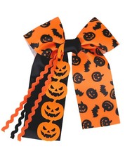 Halloween Hair Bows for Girls Witch Hat Black Cat Bat Pumpkin Print Large Gro...