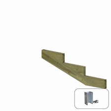 Treppenwange 3 Stufen Holz druckimprägniert 39 cm Höhe 39 cm Trittiefe