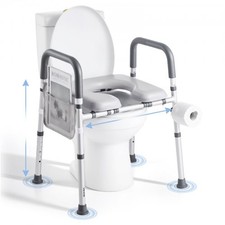 Raised Toilet Seat with Arms, 400 lbs Load Capacity, Adjustable Height and Width