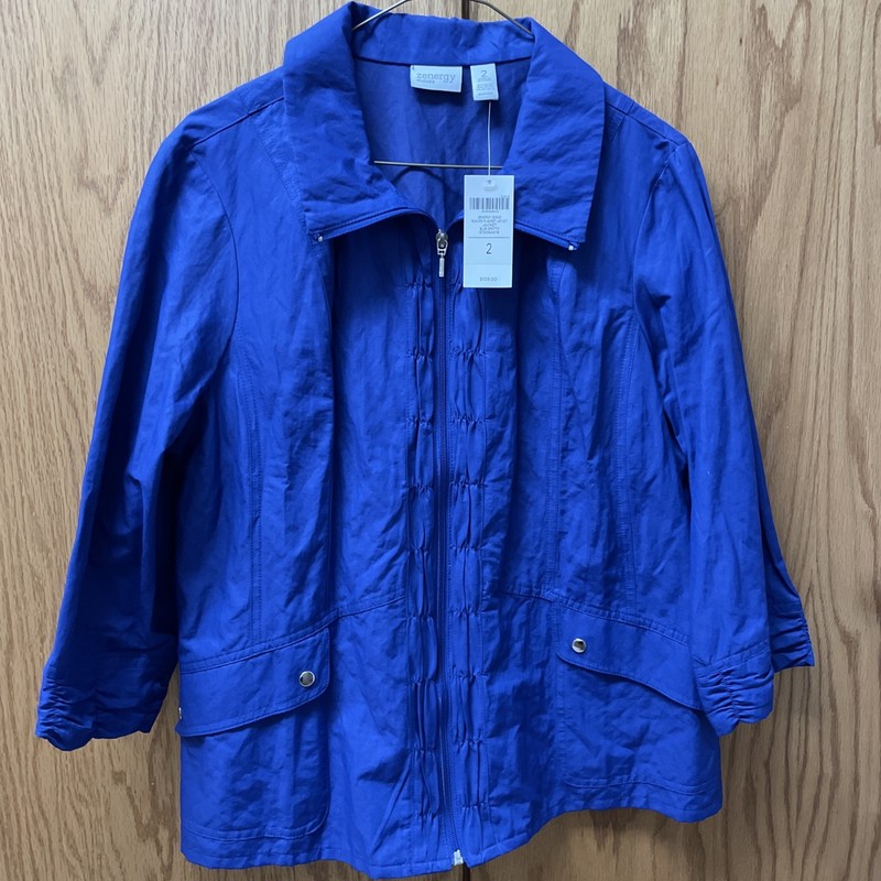 Zenergy by Chicos Women's Zipper Blue Jacket Size 2 Large NWT