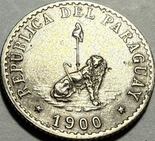 PARAGUAY - Lion & Liberty Cap - 20 Centavos - 1900 - Km-8 - FREE USA Shipping!