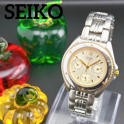 Seiko Lucent Daydate Quartz Mens Watch 5y89-0a30 wrist 18.5cm