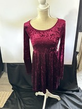 Forever 21 Long Sleeve Wine Color Velvet Dress Size Small