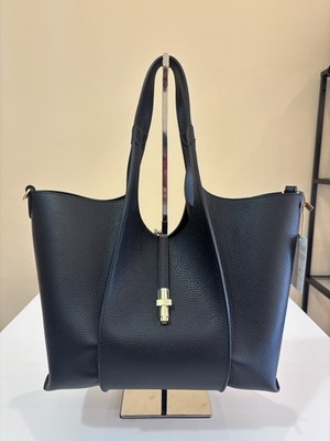 Damentasche Echtleder Schwarz Shopper Elegant Großer Schultergurt
