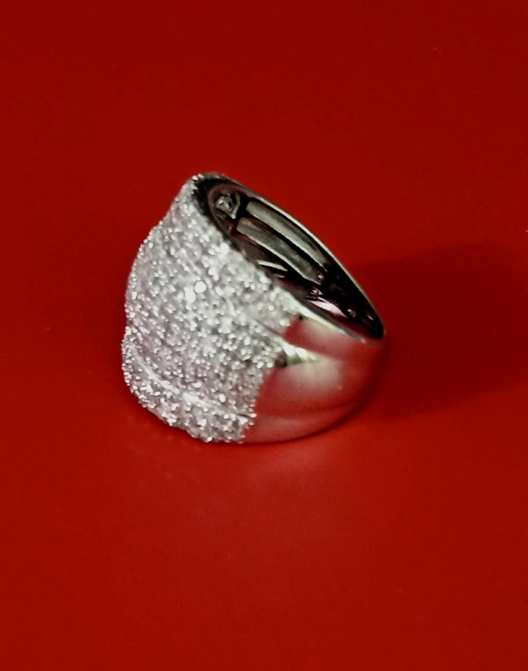 1ctw Diamond Platinum Over Sterling Silver Cluster Knuckle Ring Size 7 - Image 4 of 4