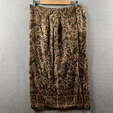 Vintage Pendleton Skirt Size 10 Brown Burgundy Paisley Floral Maxi Long Rayon