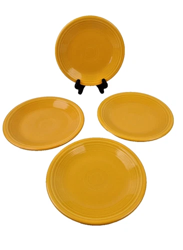 Set of 4 Fiesta Ware Homer Laughlin Classic Rim Salad Plates 7.25" Daffodil