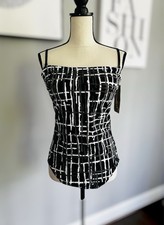 Gottex One Piece Swimsuit-Black And White NWT Size 16 MSRP 128