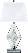 Signature Design by Ashley Prunella 30" Glam Crystal Bead Mirrored Glass Table L