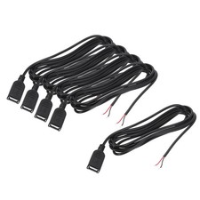 Micro USB Female to 2Pin Bare Wire 24AWG 79", 5Pcs Open End Pigtail Power Cable