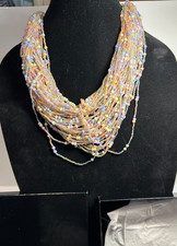 NOS JOAN RIVERS CLASSICS NECKLACE 19" MULTI LAYERED GLASS BEADS GOLD TONE