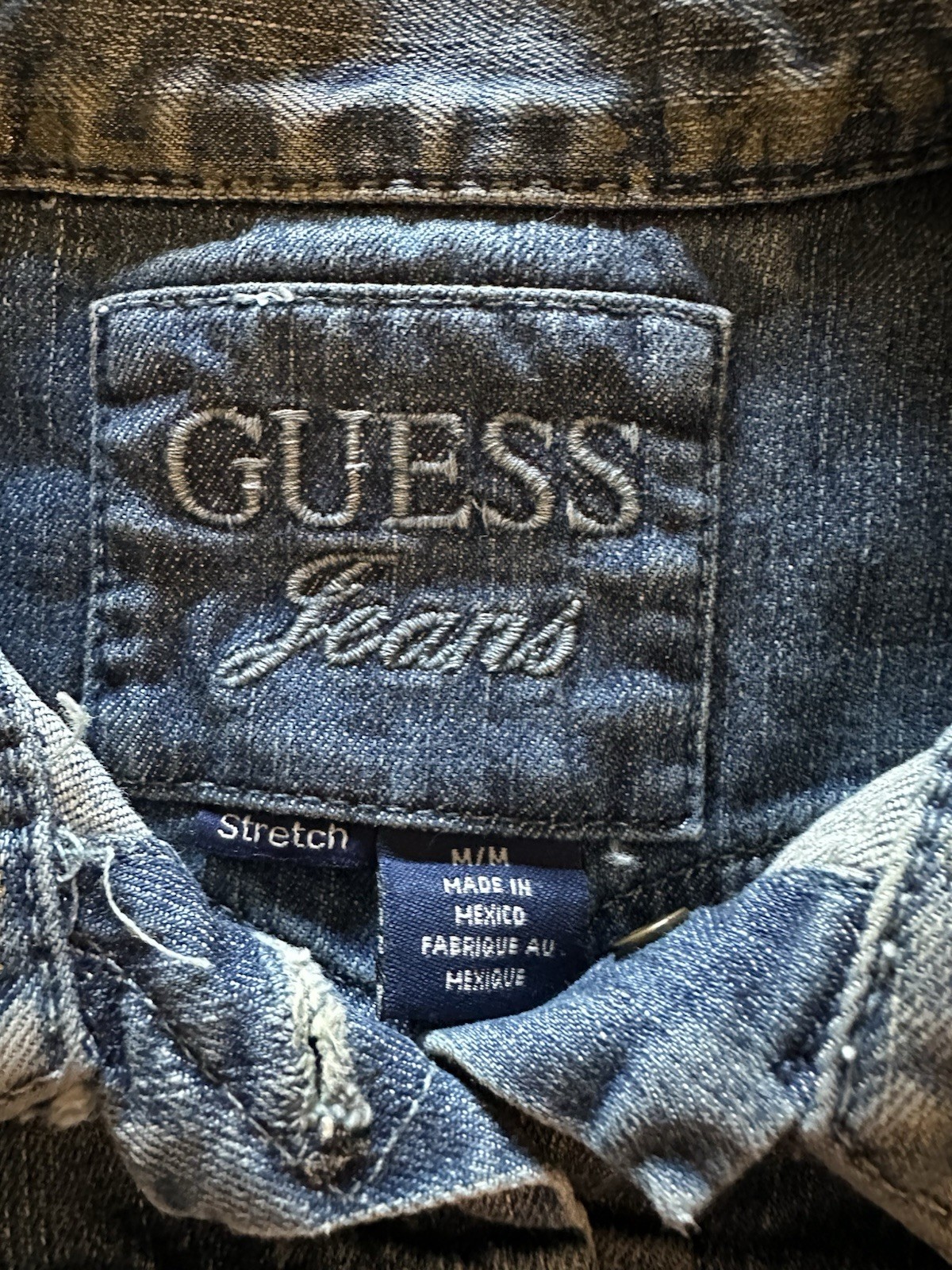 Distressed Guess Button Down Jean Jacket Junior S… - image 2