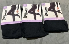 3 PAIRS L'eggswear Control Top Body Shaping Tights BLACK Size Q NEW Leggs
