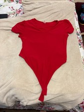 No Boundaries Chic Red Puff-Sleeve Bodysuit Available in Size L