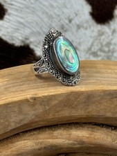 Abalone and Marcasite Sterling SIlver Ring