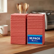 50 Pack Reusable Microfiber Cleaning Cloths 12x12 Inch - Lint Free Non-Scratch