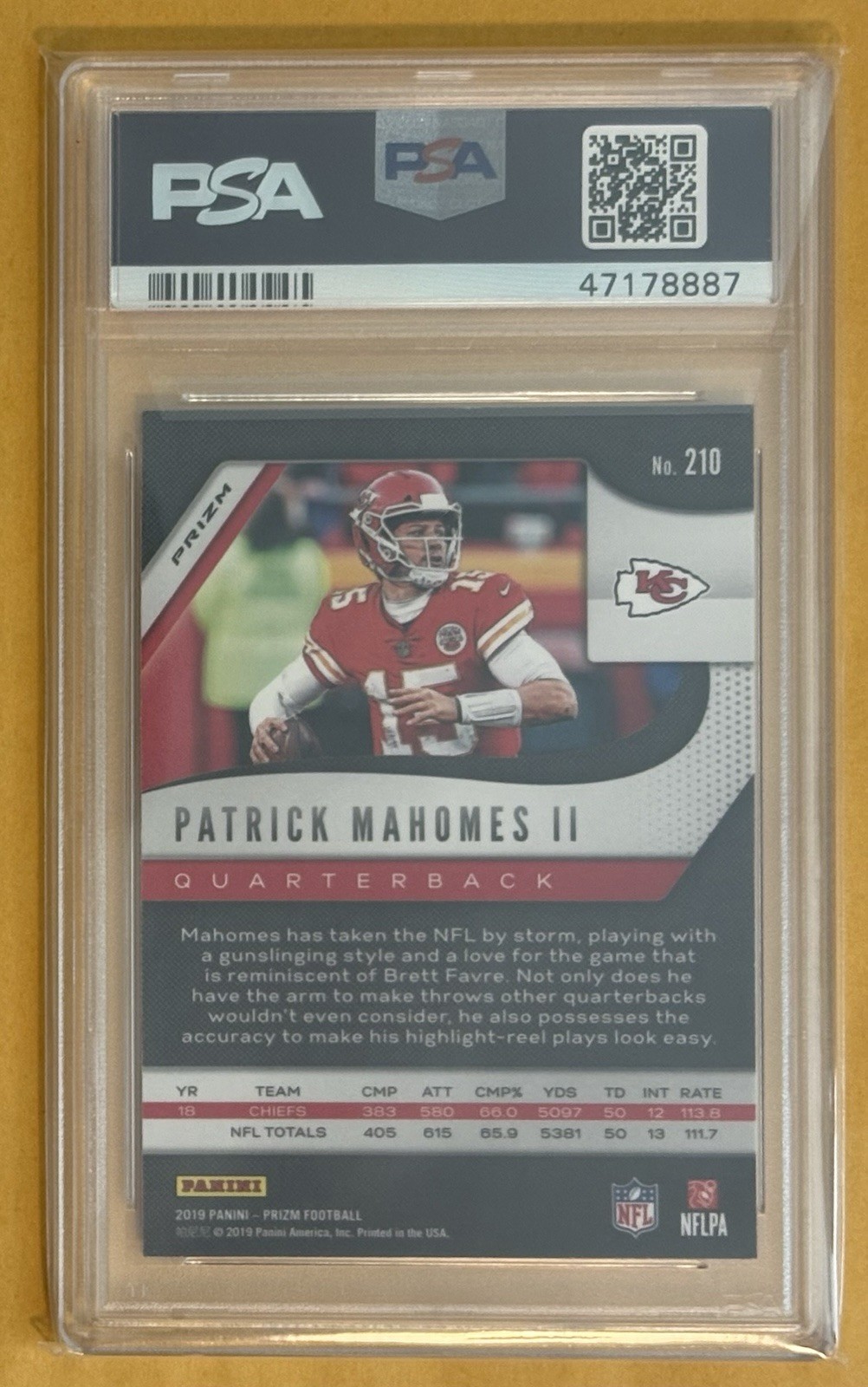 2019 Panini Prizm Silver Patrick Mahomes #210 PSA 9 MINT- CHIEFS! view 2