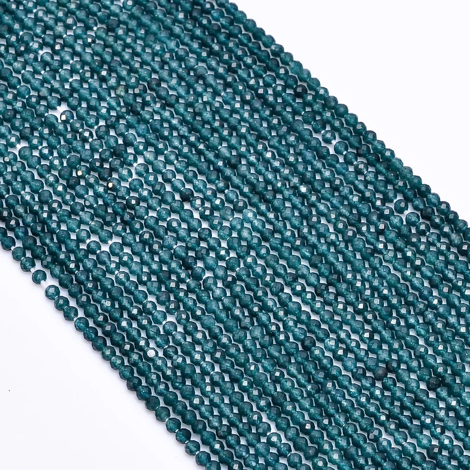 Cuentas facetadas redondas de piedras preciosas de cuarzo grandidierita 2,5-3 mm hilo 12,5" 407 Foto 2 de 2