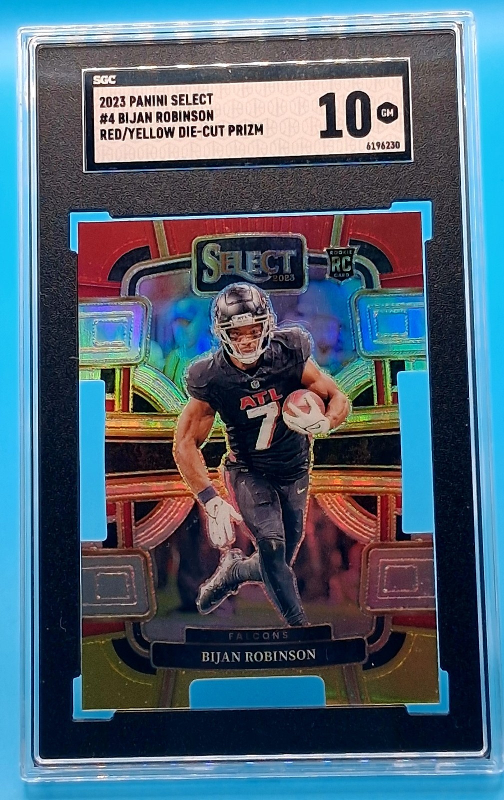 2023 Panini Select Bijan Robinson Red and Yellow Prizm Die Cut RC #4 SGC 10