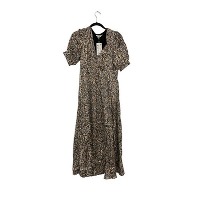 Boden Womens Midi Dress UK 12 US 8 Multicolor Floral Satin Tea V-Neck D0467 NWT