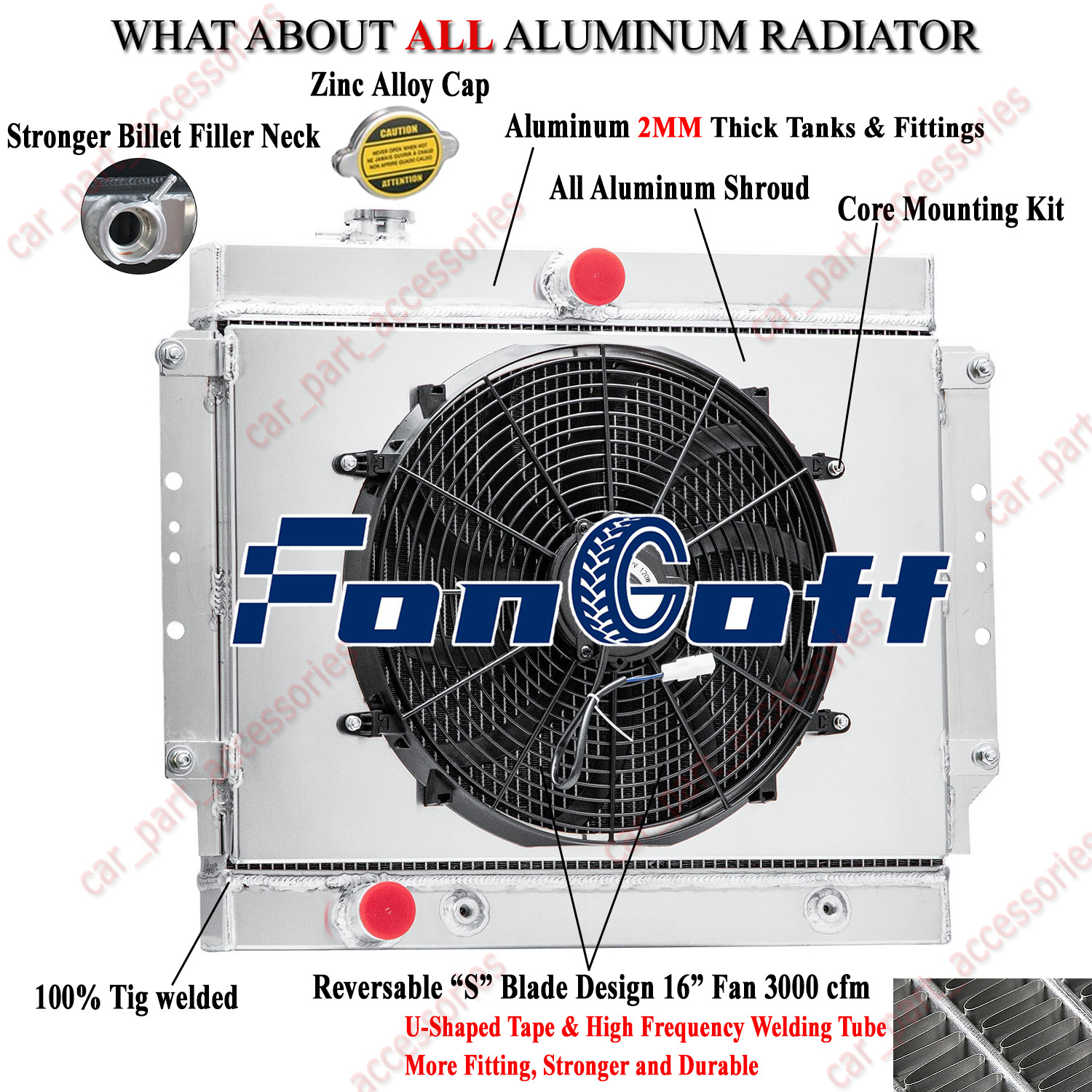 3 Row Radiator Shroud Fan For 1959-1960 Cadillac DeVille Eldorado 6.4L V8 Gas AT