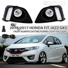 For 2014-2017 Honda Fit Jazz GK5 DRL Front Bumper LED Driving Fog Lights Lamps