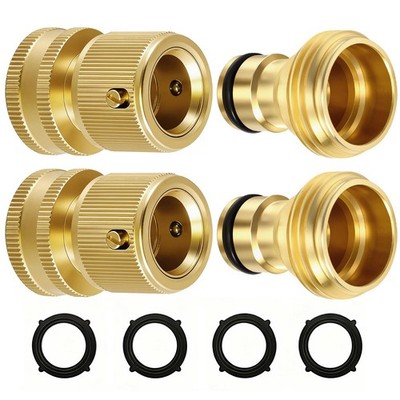 RainPoint Quick Connect Hose Fittings 3/4'' GHT - Solid Brass 3/4 inch, Gold 