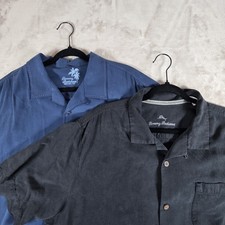 LOT 2 Tommy Bahama 100 Silk Short Sleeve Hawaiian Black Blue XL Shirts Floral