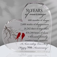 50th Years of Marriage Gift Wedding Anniversary Heart Keepsake...