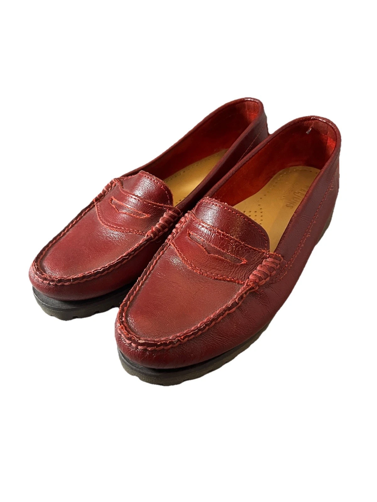 G.H. Bass & Co. Weejuns Red Leather Women's Lug Penny Loafers Size 6.5